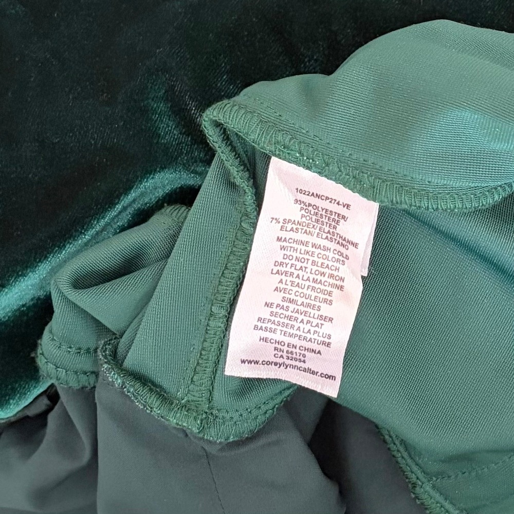 NWT!! Anthropologie COREY LYNN CALTER Green‎ Velvet Wide Leg Jumpsuit X-Small - Picture 14 of 15